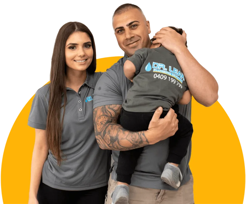 Chris Provenzale, founder of Dr Leak Plumbing, with his family