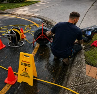 Repairing a burst drain pipe at a Gladesville home